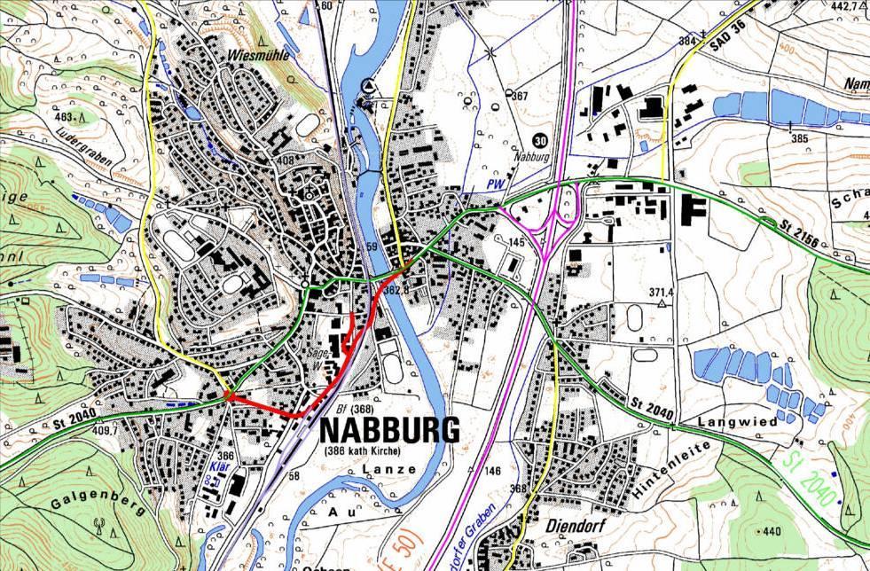 St 2040, Beseitigung des Bahnüberganges in Nabburg Hof SAD 36 SAD 54 A 93 St 2156 St 2040 St 2040 Nabburg A 93 SAD 37