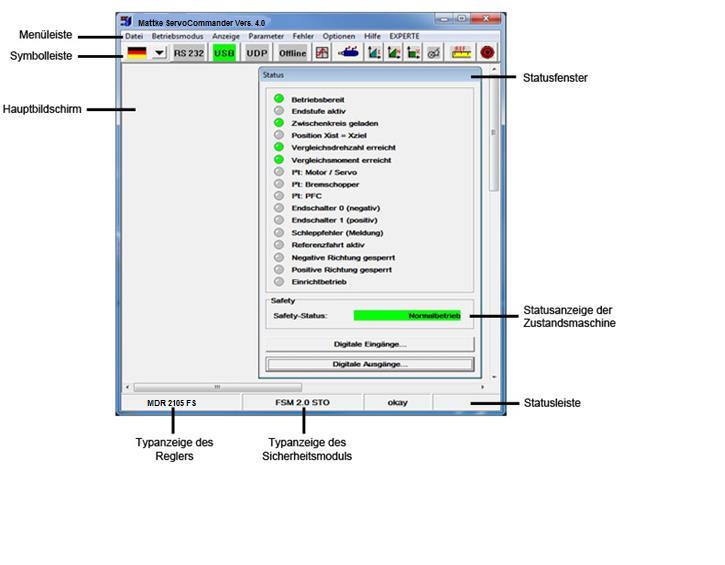 Inbetriebnahme Seite 40 Abbildung 10: Typanzeige des Sicherheitsmoduls und erweitertes Status-Fenster 4.3.