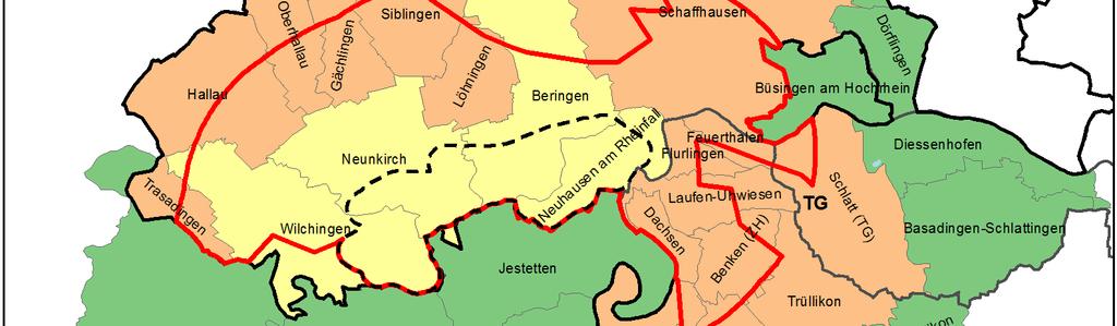 Flurlingen, Laufen-Uhwiesen, Marthalen, Rheinau, Trüllikon 20 weitere betroffene Gemeinden Schaffhausen (9): Beggingen, Buchberg, Büttenhardt, Dörflingen,