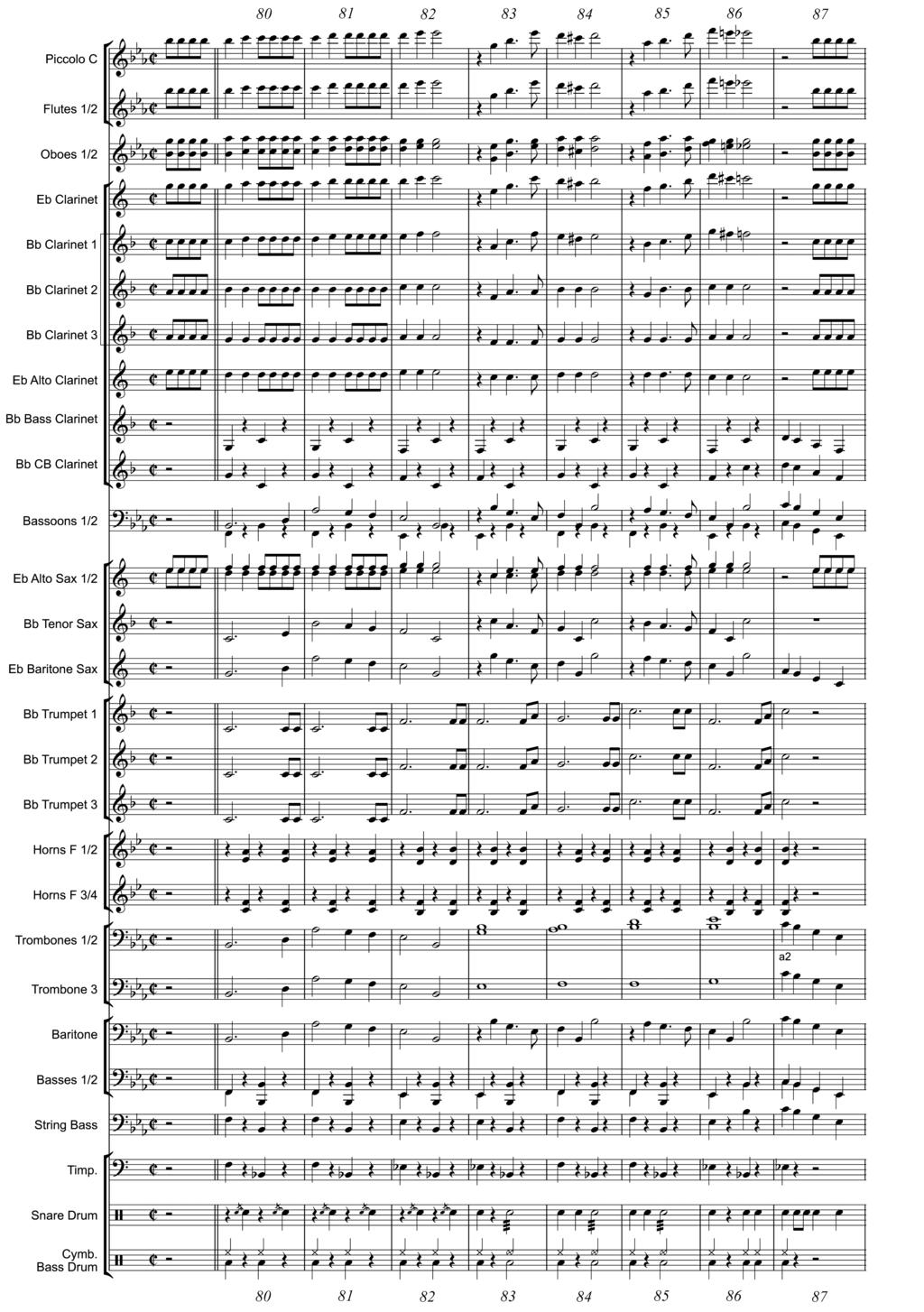 II. Instrumentation für Blasorchester Notenbeispiel 99: