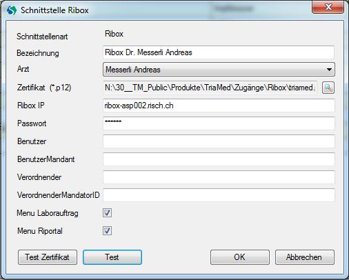ACHTUNG: Bitte bei der Schnittstellenkonfiguration darauf achten, dass nicht die Ribox IP (interne IP Adresse) sondern die externe Laboradresse (siehe Screenshot) angeben ist.