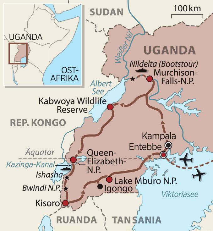 In Uganda geht die Savanne Ostafrikas in den Regenwald Zentralafrikas über, wodurch das Land in Bezug auf Flora und Fauna die größte Artenvielfalt aller afrikanischen Länder aufweist.