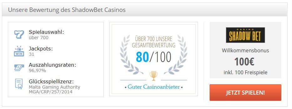 Das Shadow Bet Casino im ausführlichen Test Das ShadowBet Casino wurde am 1. Oktober 2016 gegründet und hat aufgrund seines Backgrounds schon jede Menge Erfahrungen sammeln können.