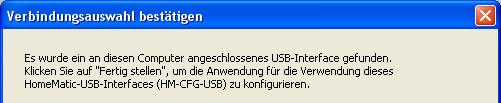 8. In the Verbindungsauswahl bestätigen window click Fertig stellen. The configuration adapter has now been registered.
