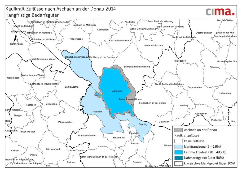 Einzugsgebiet langfristiger Bedarf Aschach/Donau Marktgebietsdaten Anzahl der KonsumentInnen im klassischen Einzugsgebiet 4.