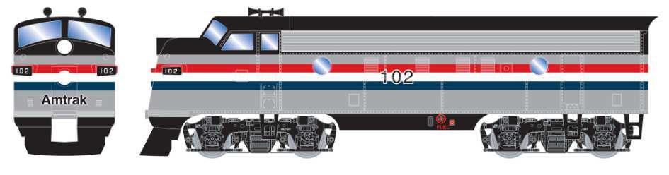 EMD F7A/B Diesel-Lokomotive, H0 ETA / LT Feb. 2017 7514778 F7A Amtrak #102 117,99 50 ACF Outside Post Cox Car, H0 ETA / LT Jan.