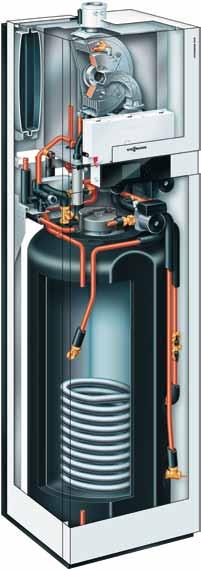 Das wandstehende Gerät bietet einen hohen Trinkwasserkomfort: Der bivalente Edelstahl-Warmwasserspeicher hat ein Volumen von 220 Litern.