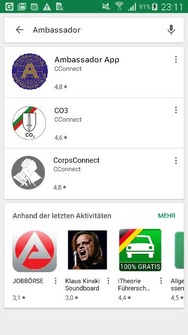 1: App Store für iphones 2: Google Play auf Android 3: Suche auf dem iphone 4: Suche auf Android 2) Registrierung die erste Anmeldung Nach dem Öffnen der App und anschließender Kenntnisnahme der AGB