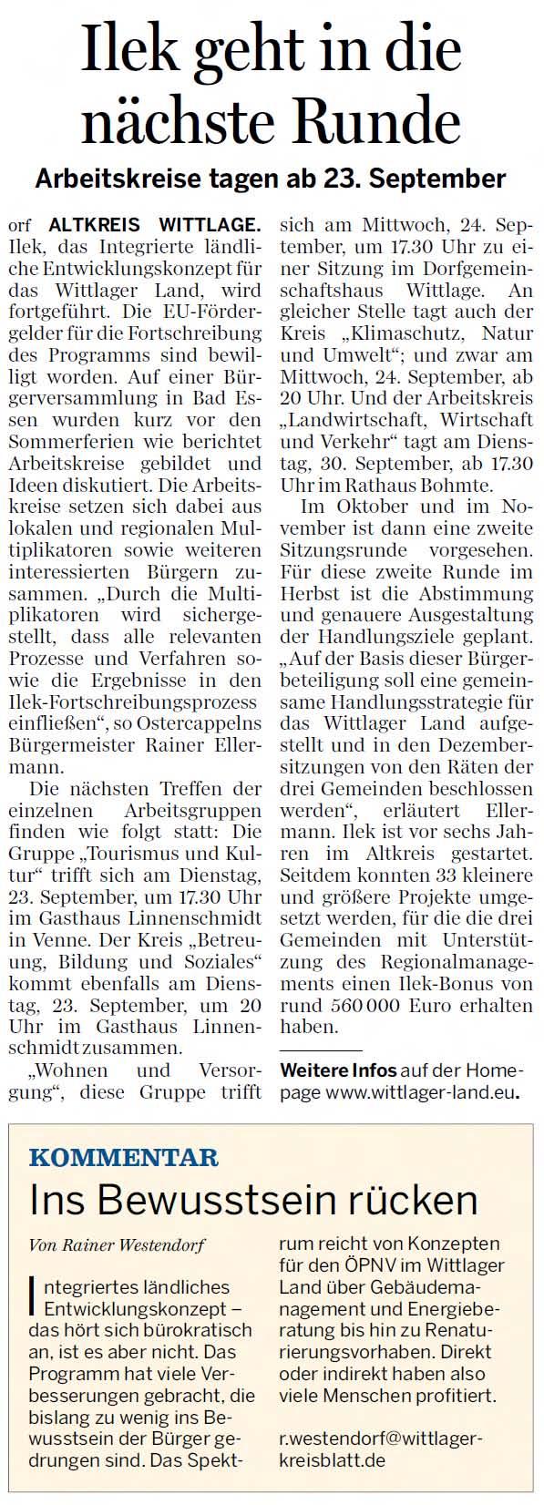 Pressespiegel: ILEK-Fortschreibung Zeitung: Neue Osnabrücker Zeitung