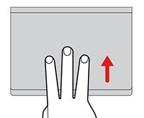Anzeige mit zwei Fingern vergrößern Legen Sie zwei Finger auf das Trackpad, und vergrößern Sie den Abstand zwischen den Fingern, um die Anzeige zu vergrößern.