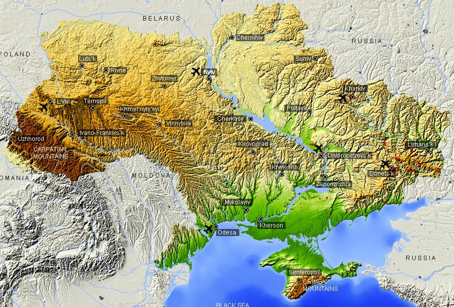 Landkarte Ukraine Ukraine, Bodengestalt: Ukraine, politisch: http://www.ezilon.com/maps/ukrain-physical-map.gif http://www.ezilon.com/maps/images/europe/political-map-of-ukraine.