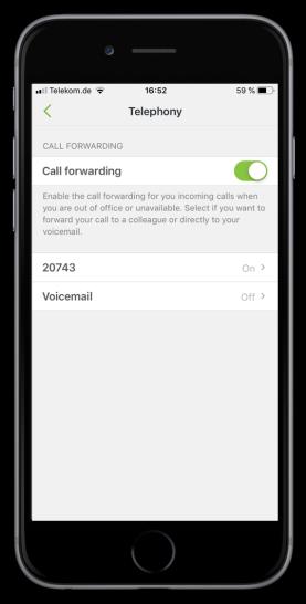 Zielrufnummer eintragen Anrufumleitung zur OSBiz Voicemail