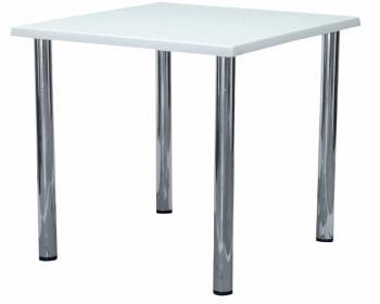 Tische // tables 1 Tisch 0,8 x 0,8 m mit Chromgestell, Deckplatte weiß 1 table 0,8 x 0,8 m with