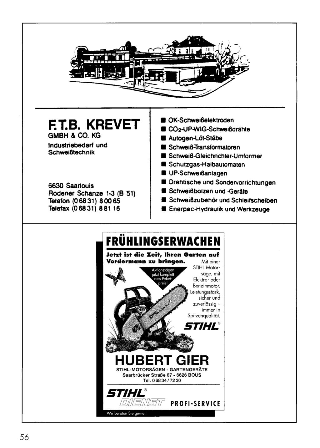 F.T.B. KREVET GMBH & CO. KG Industriebedarf und Schweißtechnik 6630 Saarlouis Aodener Schanze 1-3 (8 51) Telefon (06831) 80065 Telefax (06831) 88116 OK-Schweißelektroden C02.