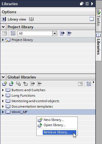 9. Verwenden der TIA-Portal Bibliothek (ab TIA V14 SP1) In der Bibliothek finden Sie Kopiervorlagen, die Sie bei der Programmierung unterstützen sollen.