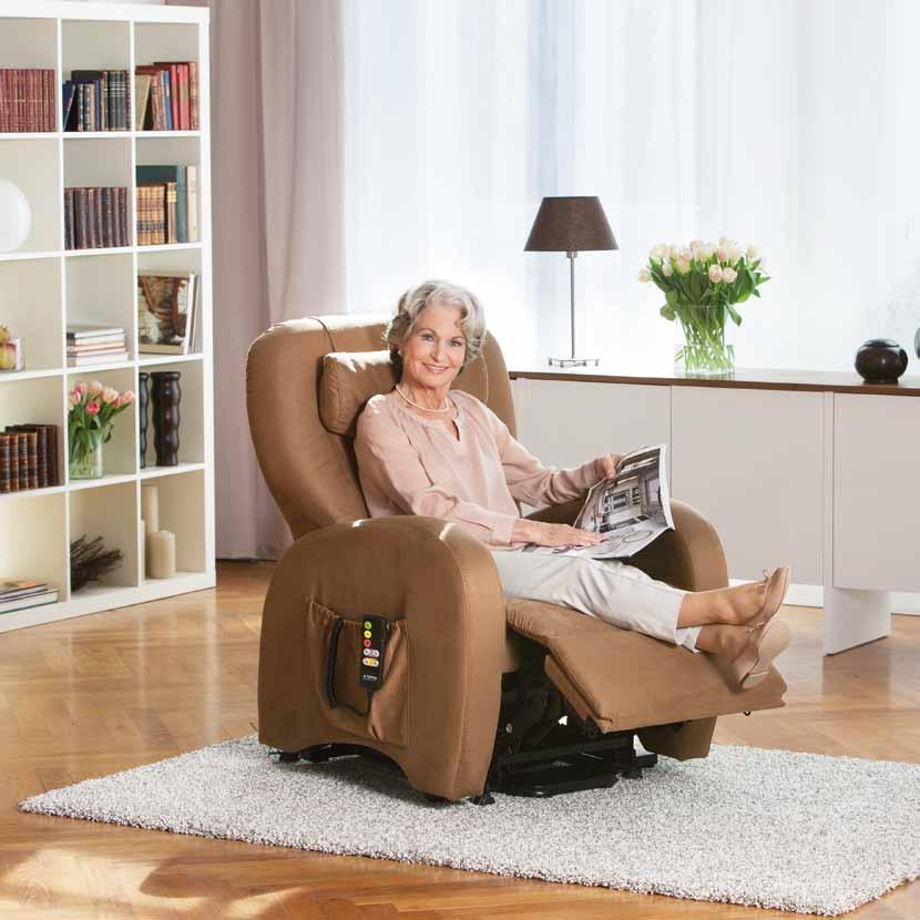 Intuitiv, komfortabel und sicher mit der TOPRO Farbskala: Sitzen Ruhen Aufstehen Fußstütze separat bedienen Rückenlehne separat bedienen Sitzhöhe einstellen Bequem sitzen, komfortabel ruhen,