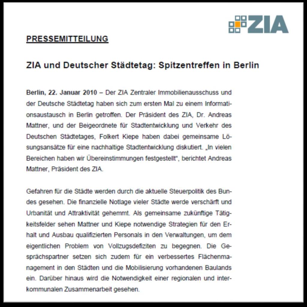 Spitzentreffen ZIA