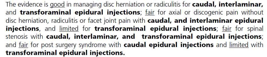 Lumbale epidurale Injektionen - Evidenzen lumb.