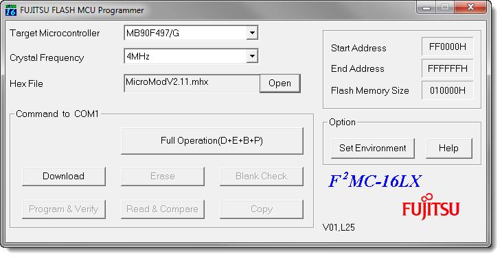 . Starten Sie unter Windows den FUJITSU FLASH MCU Programmer (FMCLX).