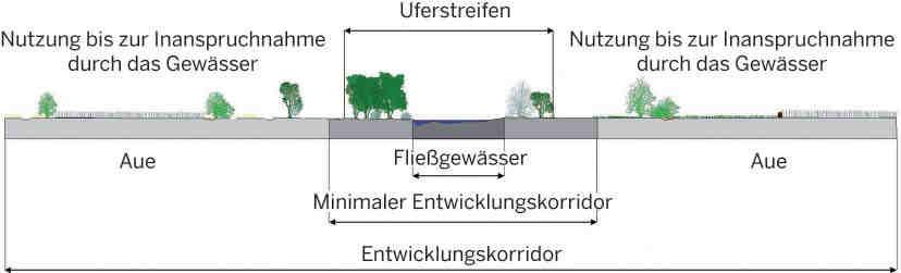 Uferstreifen Richtlinie für die Entwicklung naturnaher Fließgewässer in Nordrhein-Westfalen, Düsseldorf 2010 o o nutzungsfreier Raum (Streifen) des Entwicklungskorridors