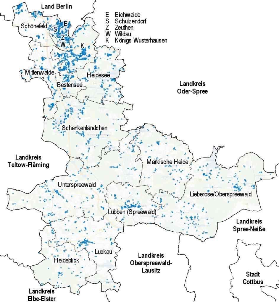 Grundstücksmarktbericht 2017 Seite 23 Grafik 4-7 Regionale Verteilung der Kauffälle im Landkreis Dahme-Spreewald 4.