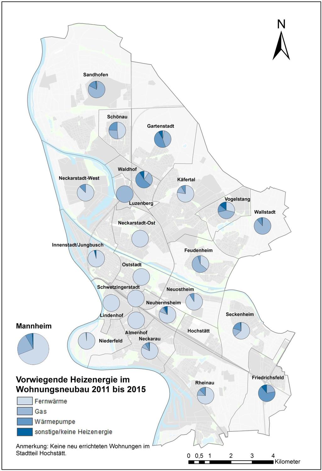 Vorwiegende Heizenergie im Wohnungsneubau 2011 bis 2015 Karte 3: Vorwiegende Heizenergie im Wohnungsneubau 2011 bis 2015 Anmerkung: Neu