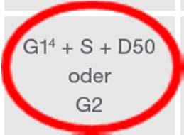 Beispiel 4: System 4 ist in der Gruppe III bei zwei Reihen gilt G1+S+D50+Fußnote 4 In