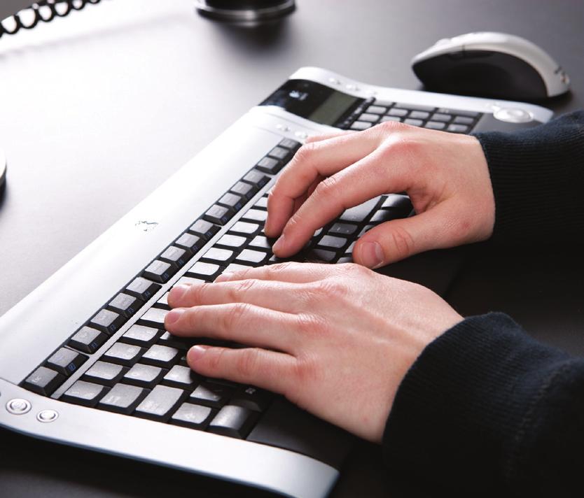 DIE TASTATUR DIE TASTATUR Falls Sie eine schmale Tastatur wählen, vermeiden Sie es, mit nach außen gedrehten Armen zu arbeiten, wenn Sie die Maus benutzen.