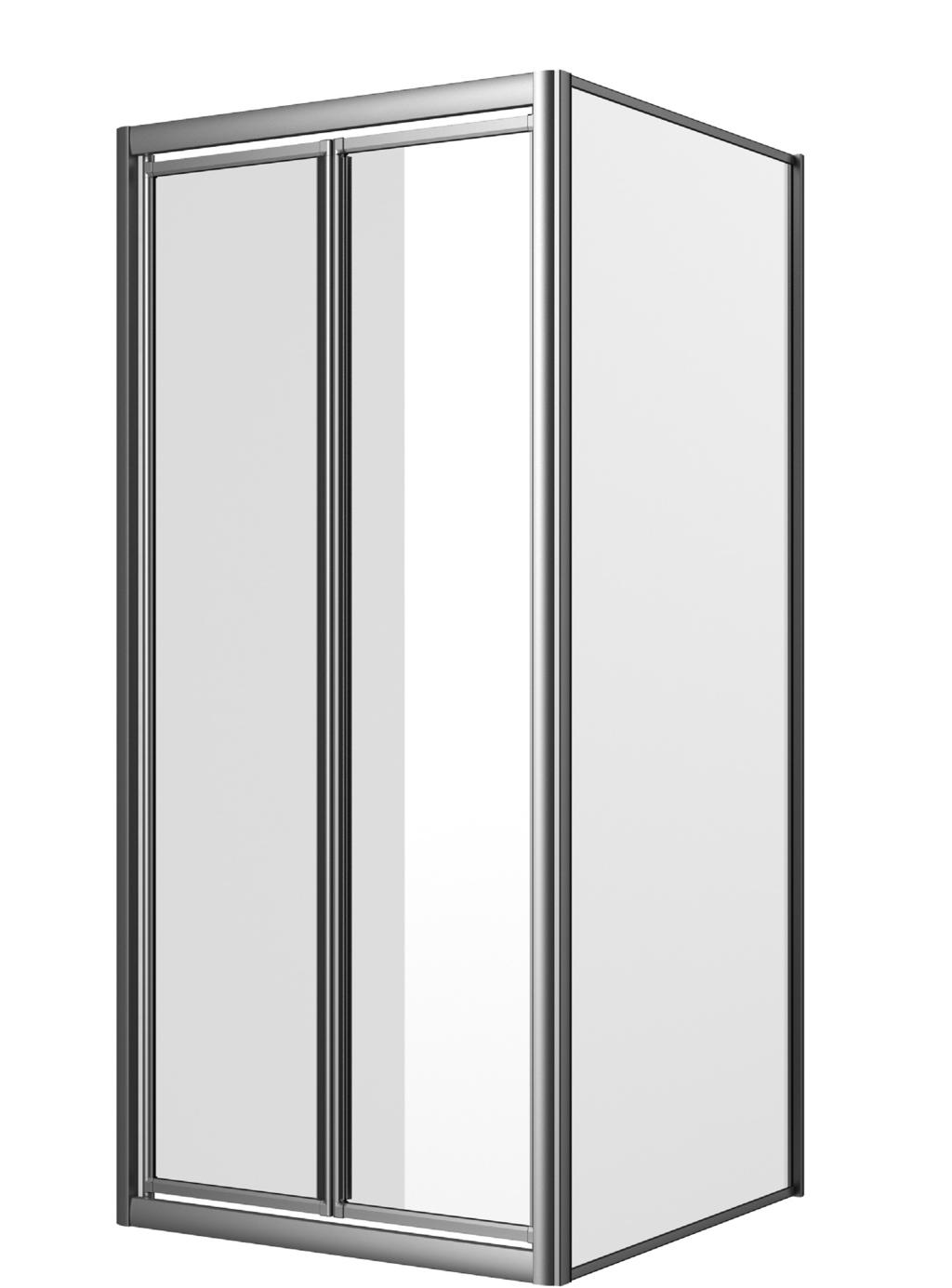 Trennwand, Höhe 185 cm (große Abbildung, in Kombination mit Pendeltür 2-teilig) links und rechts verwendbar, serienmäßig