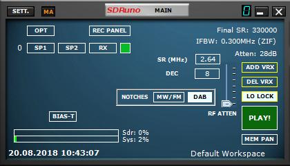 Halte das Kabel mit einer Hand fest und drehe die Mutter mit der anderen Hand. 4. SDRuno Starte die SDRuno-Software.