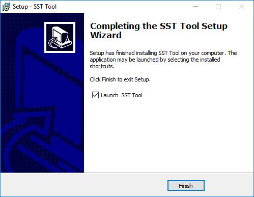 Schritt 5 Es ist zu wählen, ob das SST-Tool nach der Installation gestartet werden soll (Launch SST-Tool). Anschliessend ist Finish zu klicken. 1.