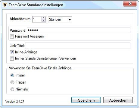 2.5 Konfiguration des Outlook-Addins in Microsoft Outlook, Standardeinstellungen 1.