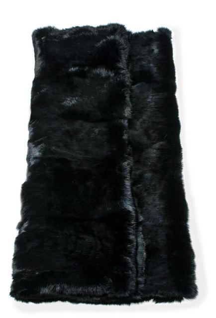 Decke; Kanin; gefärbt; schwarz; plaid; rabbit fur;