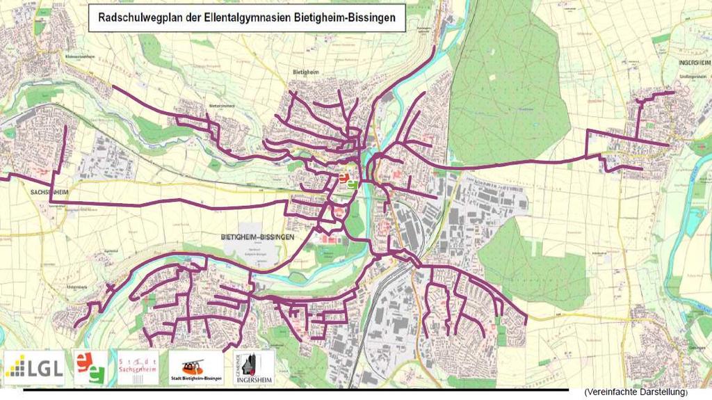 Quelle: Stadt Bietigheim-Bissingen/ Ellentalgymnasium MODELLPROJEKT RADSCHULWEGPLAN Infs zum Mdellprjekt: