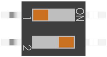 6.4 Spannungsversorgung Display DIP-Schalter 6.4.1 Spannungsversorgung über Batterien 6.4.2 Spannungsversorgung über Netzteil Werkseinstellung DIP-Schalter auf der Rückseite des Batteriefaches in abgebildete Position schieben.