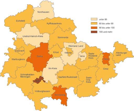 Gewerbeanzeigen, Insolvenzen Gewerbeabmeldungen je 1 -anmeldungen im Jahr 26 nach Kreisen Minimum: Ilm-Kreis (7) Maximum: Stadt Suhl (111) Im Jahr 26 wurden von den Thüringer Amtsgerichten 4 767