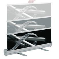 Just pull it out and hook it in it s that easy to handle the SIGN-WARE Roll-Up-Banner system.