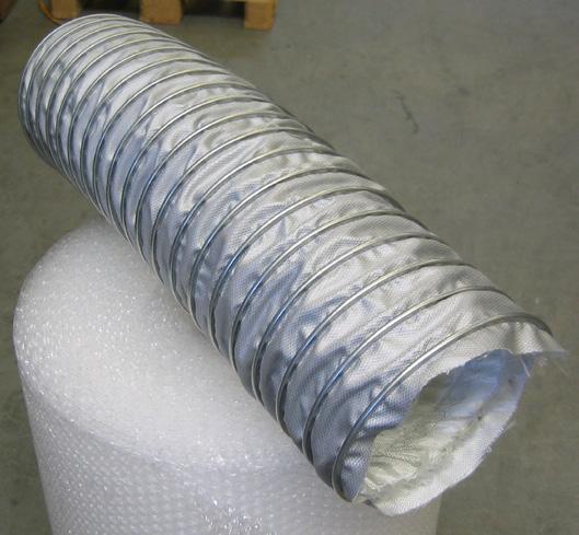 Stahlspirale mit Verschleiß-Schutz in roter Kunststoff. Abgasschlauch für z.b. Abgas-aufroller.