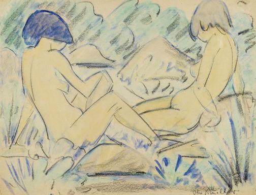 37 Otto Mueller Zwei Mädchenakte/ Zwei sitzende Akte, 1926