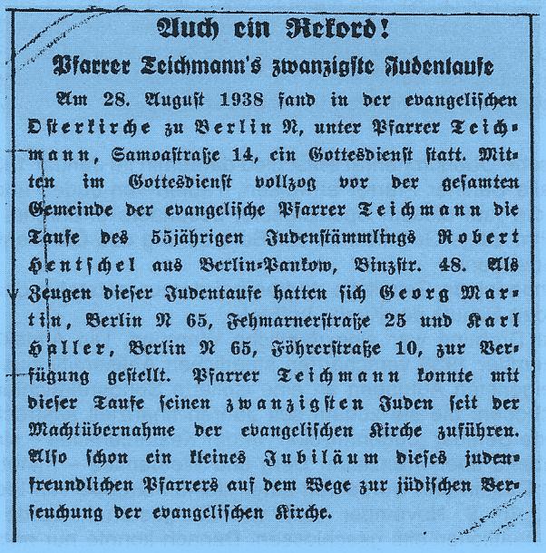 Küster Ernst Neumann beschuldigte Pfarrer Teichmann in einem Schreiben an das Konsistorium (30.