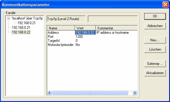 Benutzerhandbuch MXpro 2.3.6 / PLCWinCE 2.4.1 Verbindungsaufbau Programmier-PC Steuerung Im Eingabefeld Name wird automatisch der für den zuletzt eingetragenen Kanal verwendete Name angeboten.