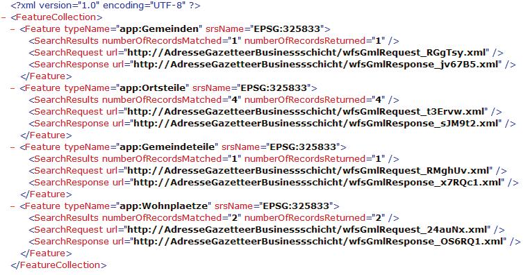 Anfrage an die Gazetteer- Businessschicht Der Gazetteer verwaltet die am Anfang erwähnten Objektarten, die bei der Anfrage mit angegeben werden müssen.