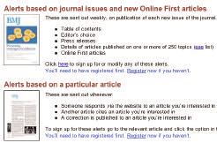 4 E-Mail-Benachrichtigungsdienste Table of Contents Alerts Selected Topics Inhaltsangabe einer neuen Nummer; die Zeitschrift schickt die so