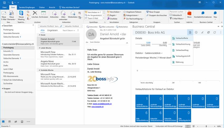 Live-Demo: Weiterentwicklung Officeintegration Erweiterung Outlookintegration Beispiel: Angebot mit Business Central direkt in Outlook erstellen