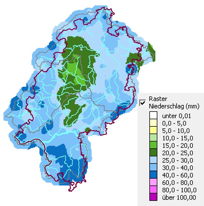 Niederschlag [mm/ Monat] Insgesamt betrug der Gebietsniederschlag in Hessen (Abb. 3) im April 32 l/m² und lag damit 38 % unter dem langjährigen Monatsmittel (Reihe 1981-1).