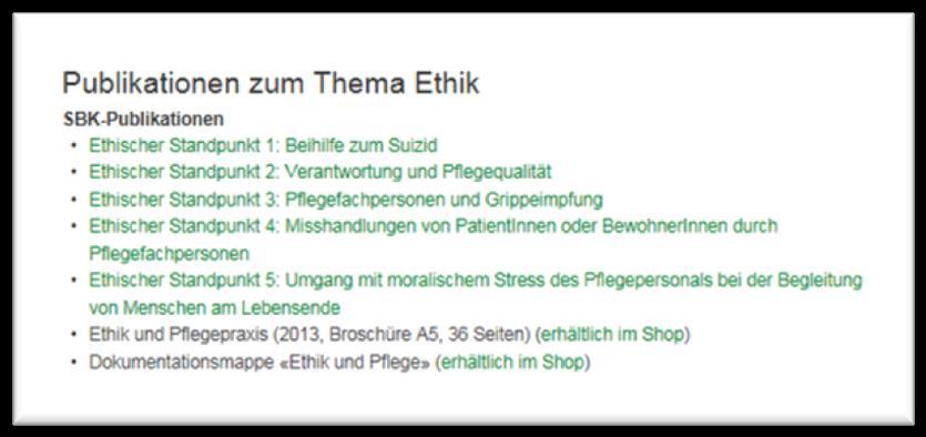 Unterlagen Ethik Ethik Mappe und Broschüren von SBK Bestellung im Onlineshop SBK (Link: sbk.