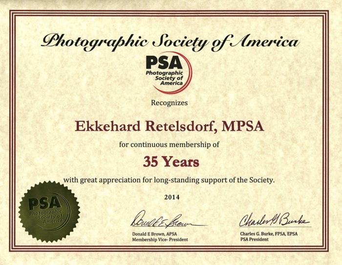 - 5 - Unser Mitglied Elisabeth Harders erhielt ROPA-Auszeichnung der PSA Die Photographic Society Of America (PSA) gab bereits im Sommer bekannt, dass Elisabeth Harders mit der