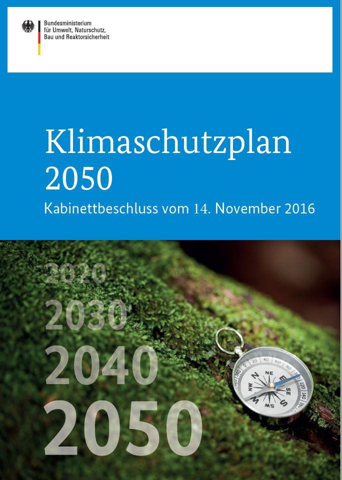 Klimaschutzplan 2050 In Deutschland wollen wir die weiteren Reduktionsschritte im Lichte der europäischen Ziele und der Ergebnisse der Pariser Klimaschutzkonferenz 2015 bis zum Zielwert von 80 bis 95