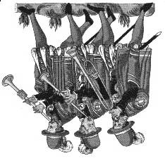 14 Racketts (Doppelrohrinstrumente - mit dem Fagott verwandt) und drei Krummhörnern. 54 Streichinstrumente ergänzten das Ensemble.