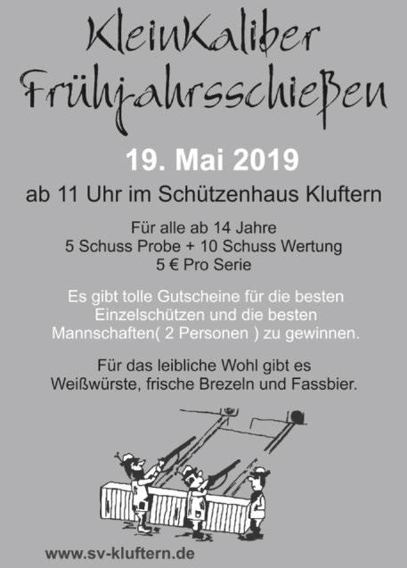 8 DONNERSTAG, 09. MAI 2019 Mitteilungsblatt der Gemeinde KLUFTERN Schützenverein Agendagruppen AGENDAGRUPPE AKTIV Wandertreff Wandern in Scheidegg 14.